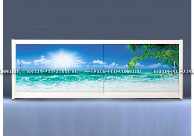 Экран на роликах EUROPLEX Пляж – купить по цене 12400 руб. в интернет-магазине в городе Томск картинка 1