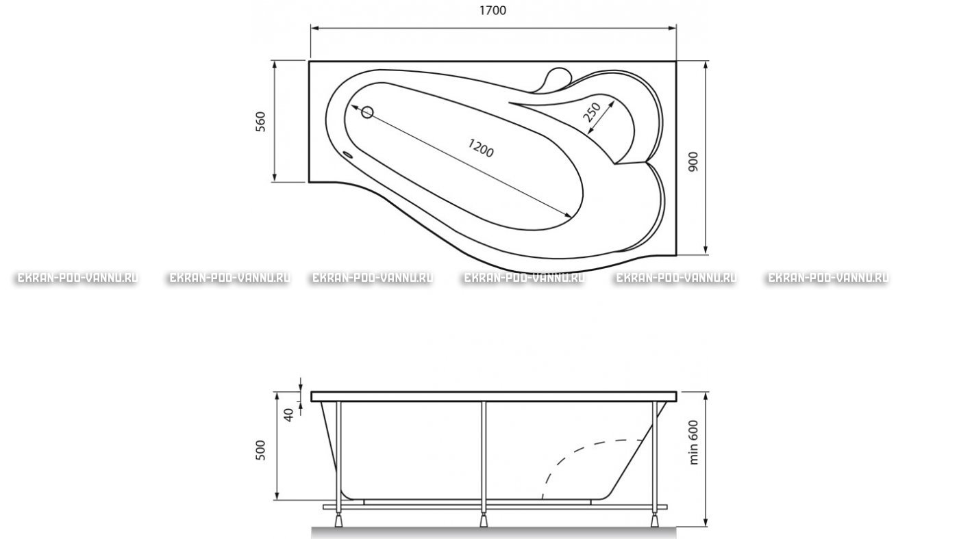 Акриловая ванна Relisan Isabella 170x90x60 – купить по цене 24130 руб. в интернет-магазине в городе Томск картинка 13