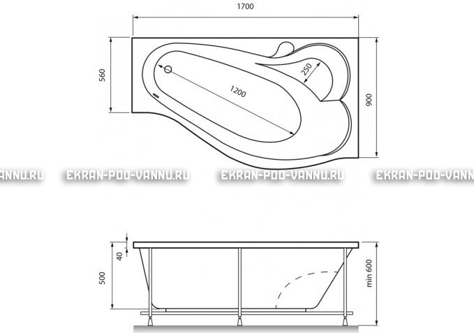 Акриловая ванна Relisan Isabella 170x90x60 – купить по цене 24130 руб. в интернет-магазине в городе Томск картинка 4