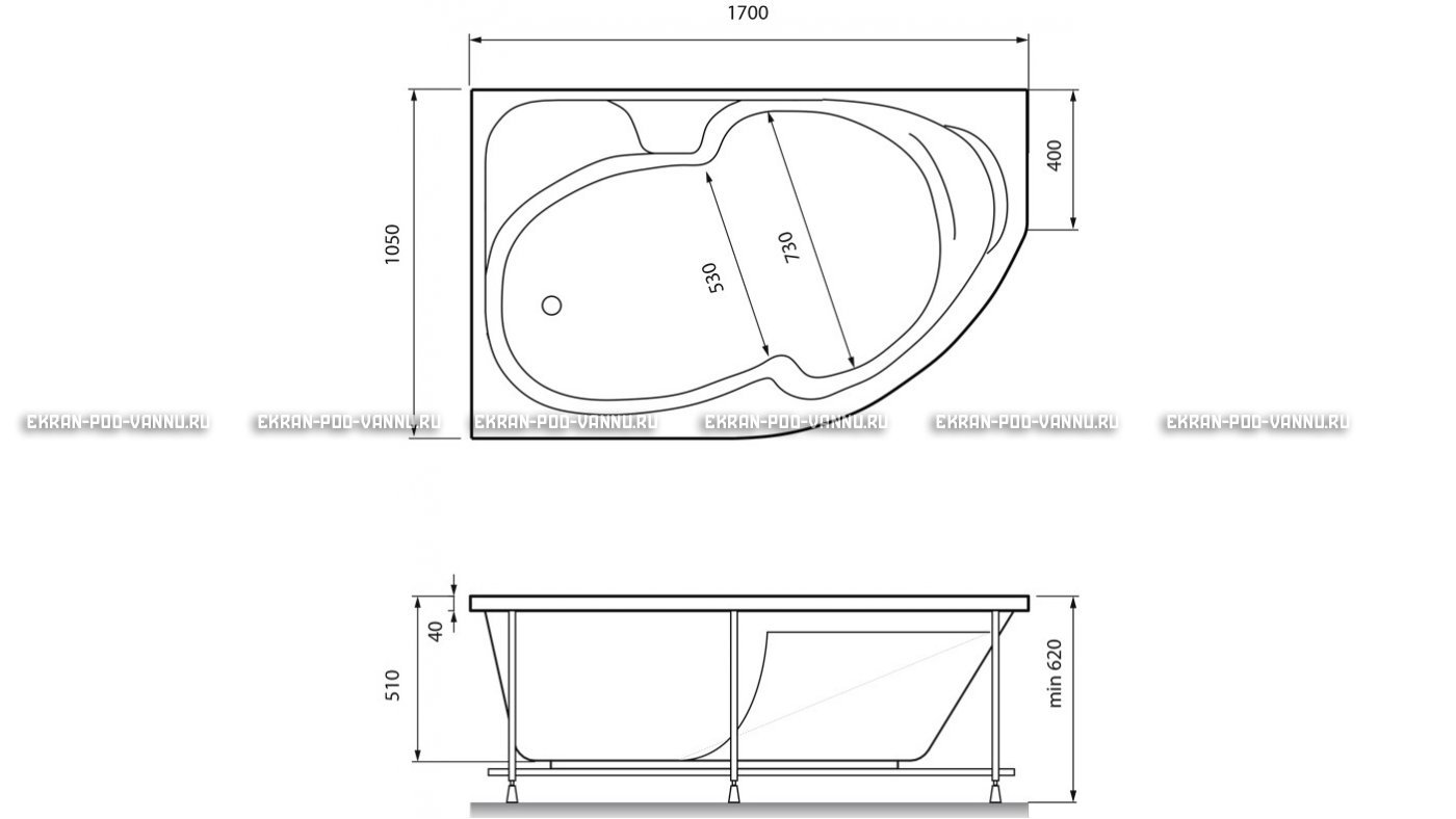 Акриловая ванна Relisan Sofi 170x105 – купить по цене 23480 руб. в интернет-магазине в городе Томск картинка 13