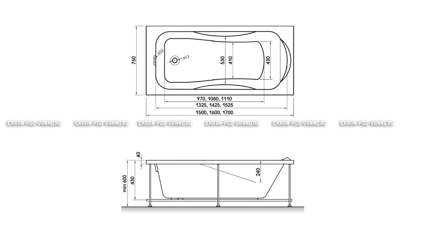 Акриловая ванна Relisan Elvira 150x75 – купить по цене 15260 руб. в интернет-магазине в городе Томск картинка 10