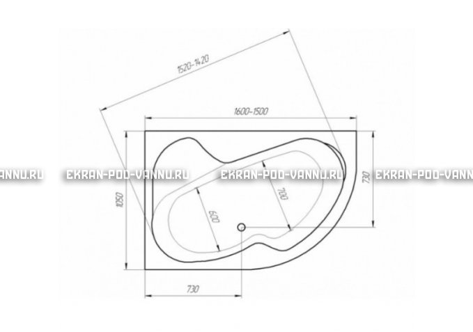 Акриловая ванна 1MarKa Imago 160x105 – купить по цене 16700 руб. в интернет-магазине в городе Томск картинка 3
