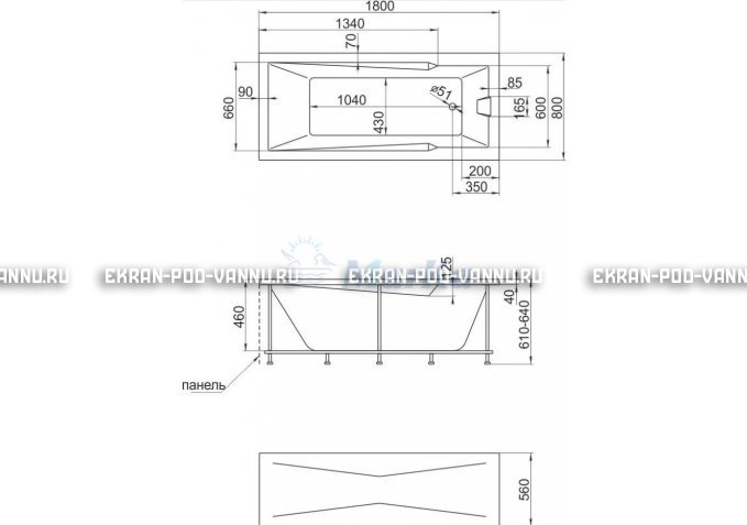 Акриловая ванна 1MarKa Raguza 180x80 – купить по цене 17854 руб. в интернет-магазине в городе Томск картинка 4