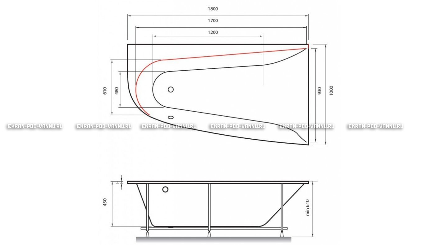 Акриловая ванна Vayer Boomerang 180x100 – купить по цене 53030 руб. в интернет-магазине в городе Томск картинка 13