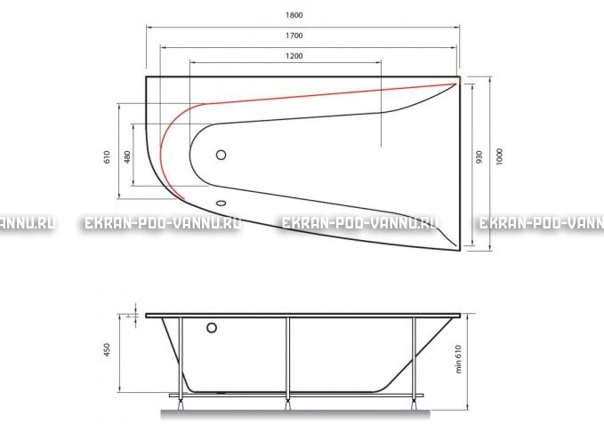 Акриловая ванна Vayer Boomerang 180x100 – купить по цене 53030 руб. в интернет-магазине в городе Томск картинка 2