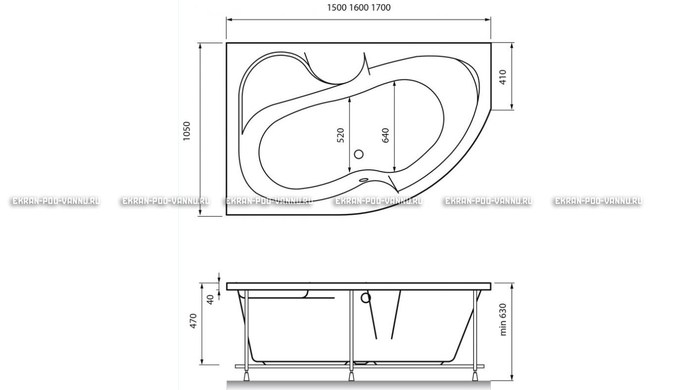 Акриловая ванна Vayer Azalia 170x105 – купить по цене 28800 руб. в интернет-магазине в городе Томск картинка 16