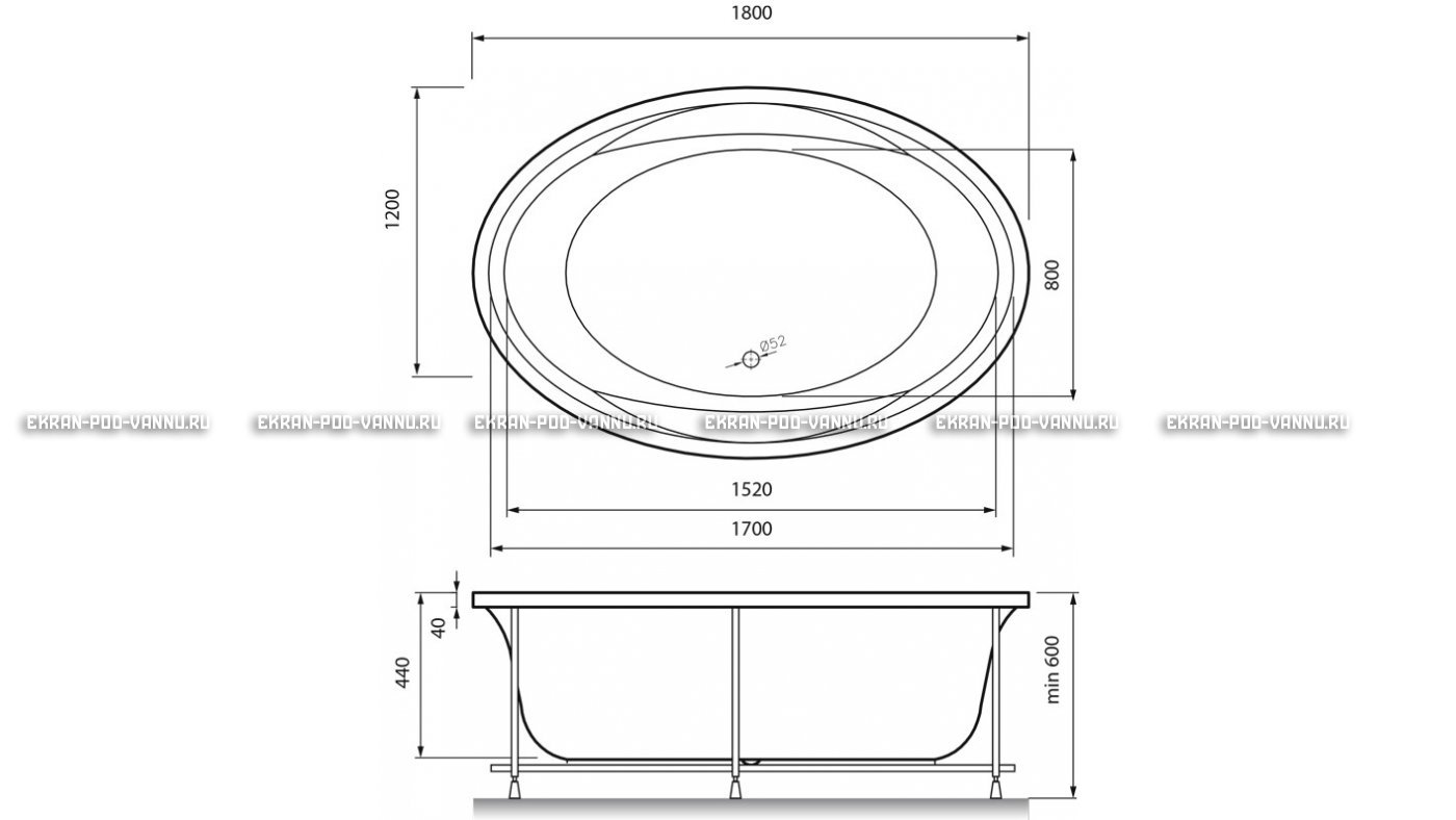 Акриловая ванна Vayer Opal 180x120 – купить по цене 33850 руб. в интернет-магазине в городе Томск картинка 13