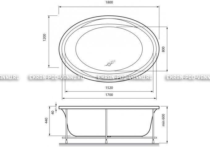 Акриловая ванна Vayer Opal 180x120 – купить по цене 33850 руб. в интернет-магазине в городе Томск картинка 4