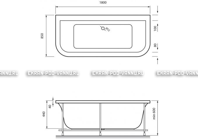 Акриловая ванна Vayer Options BTW 180x85 – купить по цене 25880 руб. в интернет-магазине в городе Томск картинка 4